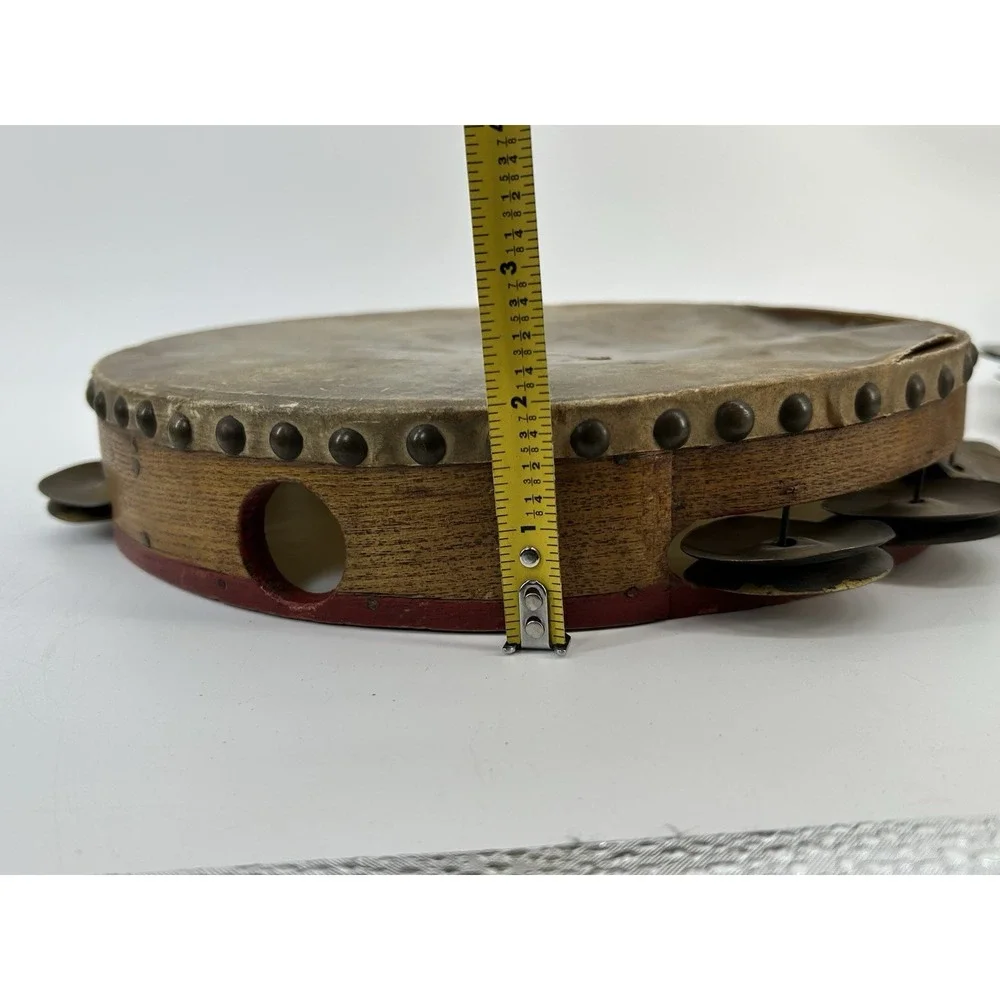 Vintage Rawhide Tambourine Lot Of 3 Calf Skin Head